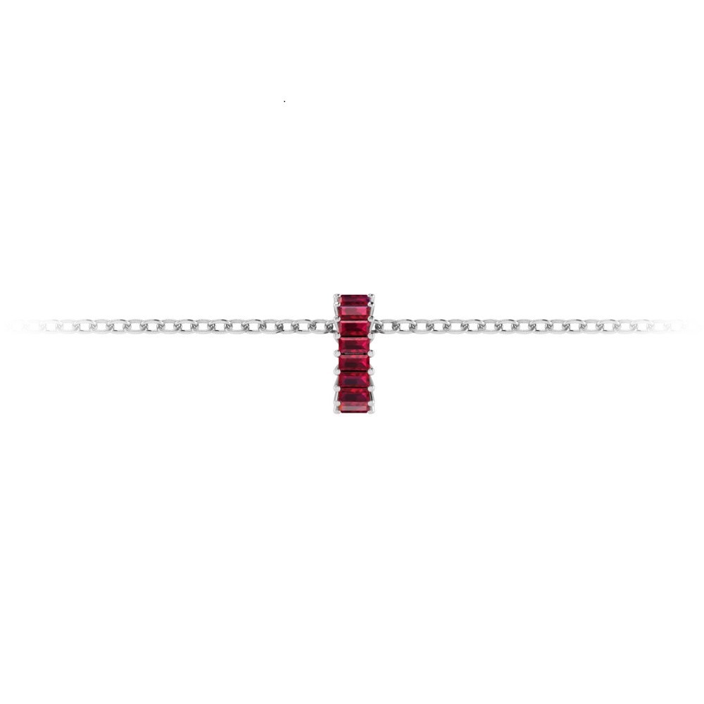 Prong Set Baguette Ruby Birthstone Bead Charm