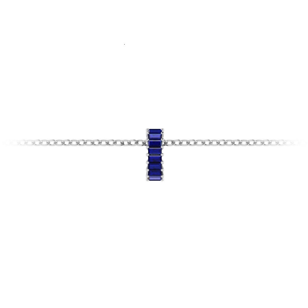 Prong Set Baguette Sapphire Birthstone Bead Charm
