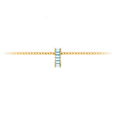 Prong Set Baguette Aquamarine Birthstone Bead Charm