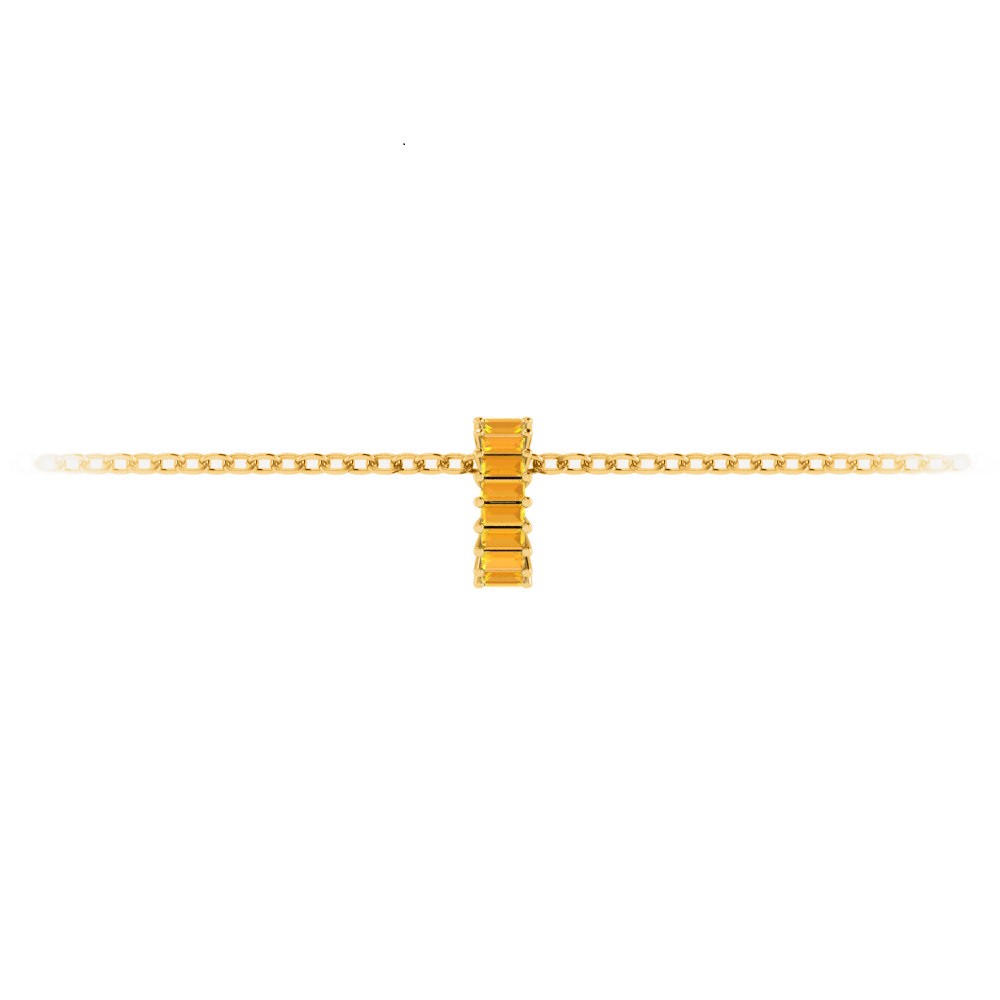 Prong Set Baguette Citrine Birthstone Bead Charm