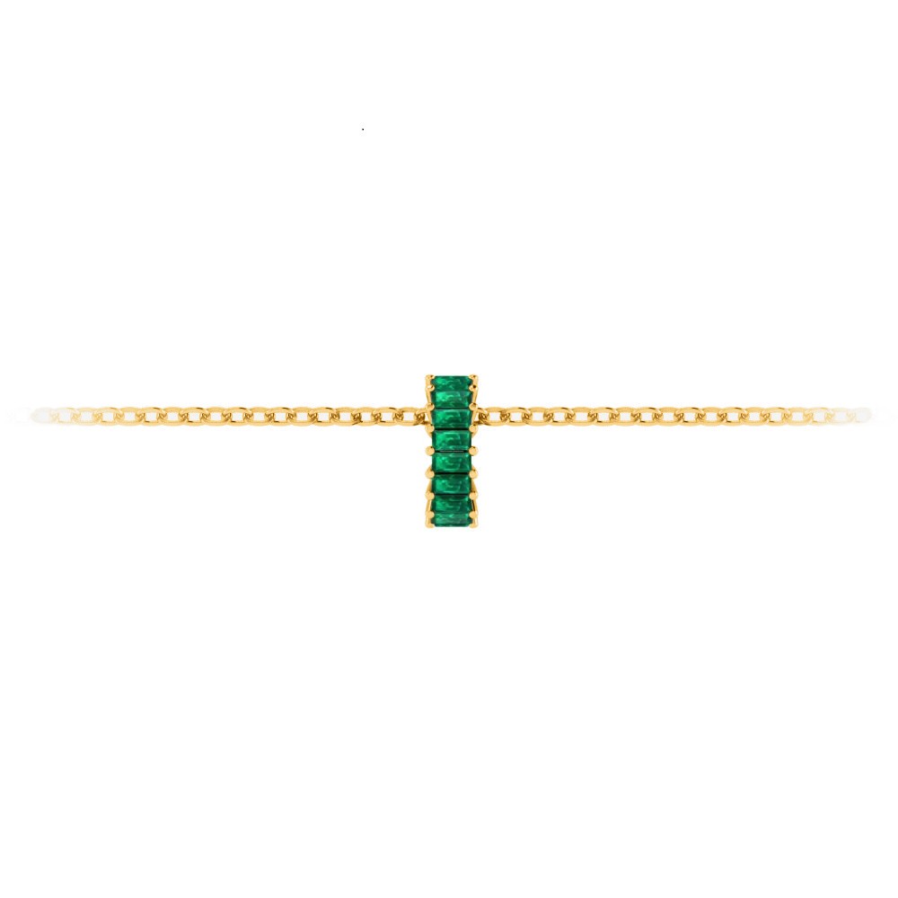 Prong Set Baguette Emerald Birthstone Bead Charm