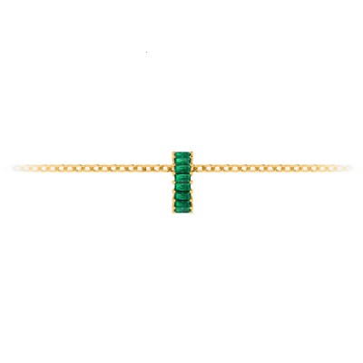 Prong Set Baguette Emerald Birthstone Bead Charm