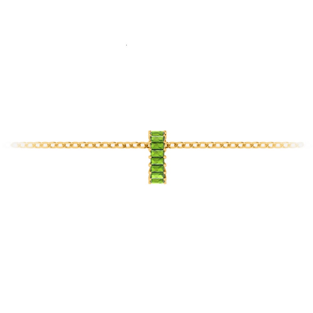 Prong Set Baguette Peridot Birthstone Bead Charm