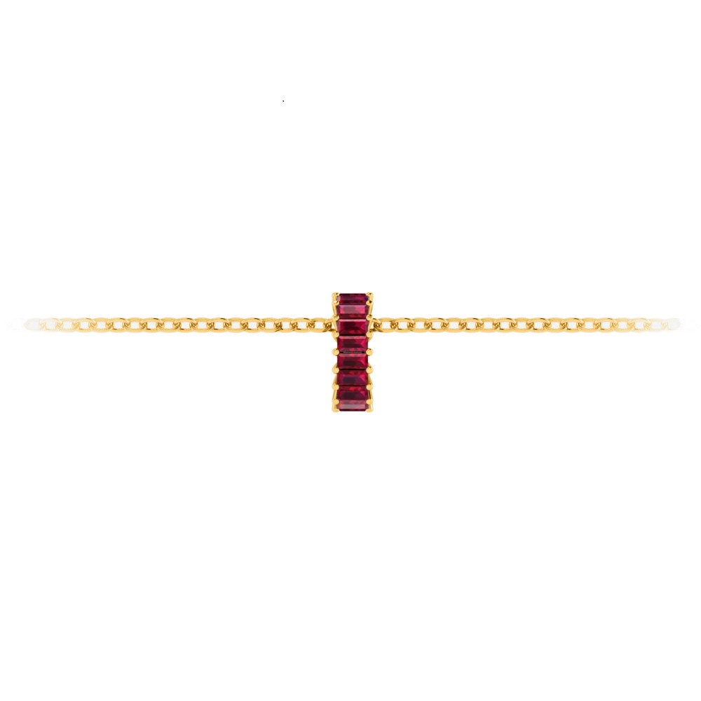 Prong Set Baguette Ruby Birthstone Bead Charm