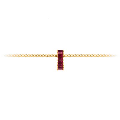 Prong Set Baguette Ruby Birthstone Bead Charm