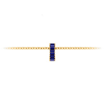 Prong Set Baguette Sapphire Birthstone Bead Charm