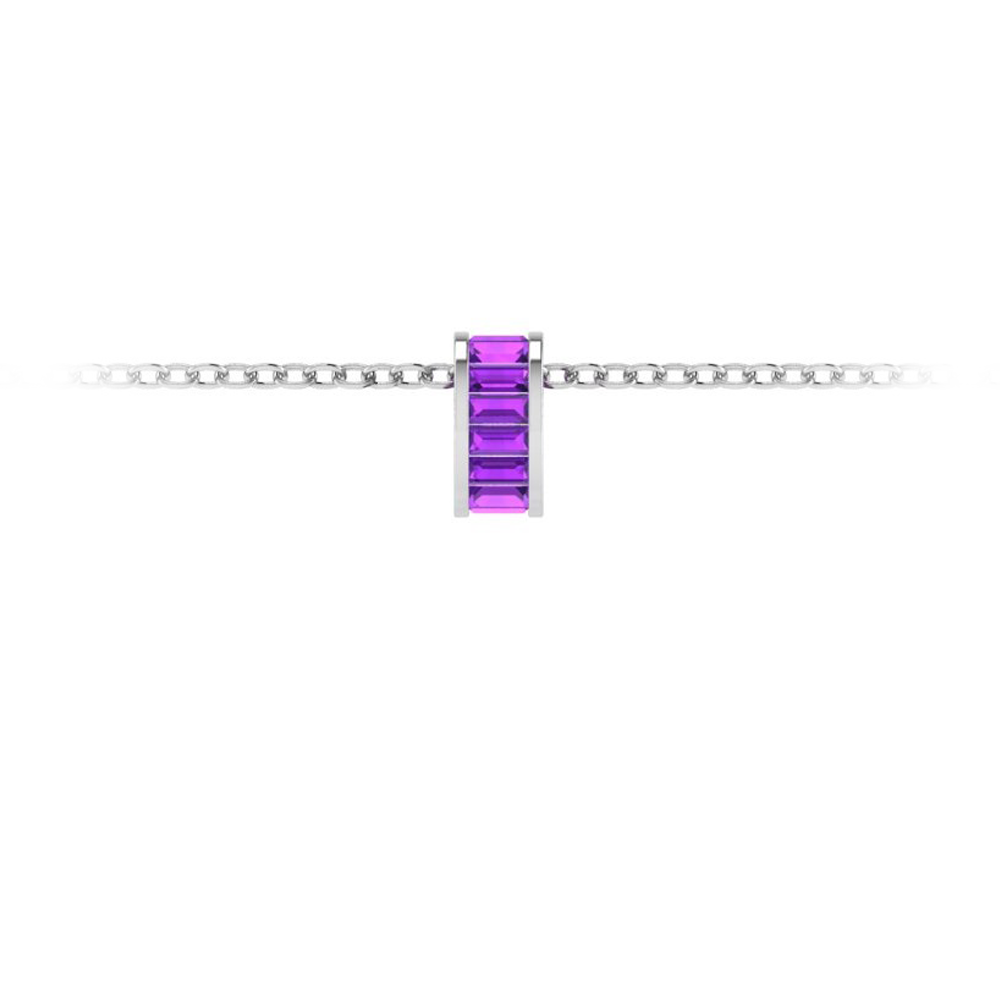 Channel Set Baguette Amethyst Birthstone Bead Charm