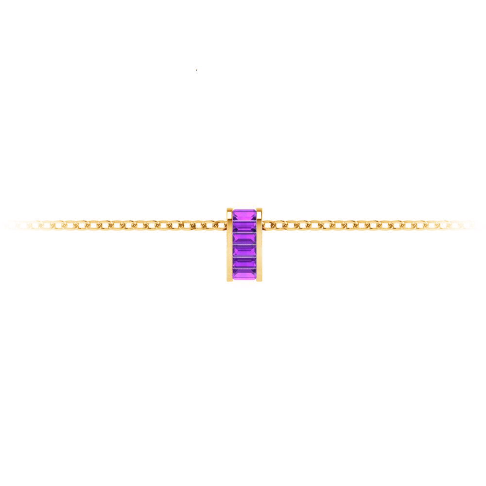 Channel Set Baguette Amethyst Birthstone Bead Charm