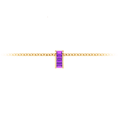 Channel Set Baguette Amethyst Birthstone Bead Charm