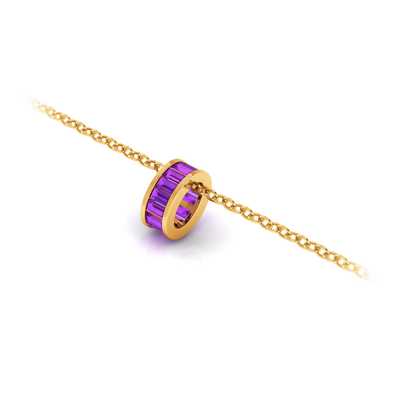 Channel Set Baguette Amethyst Birthstone Bead Charm