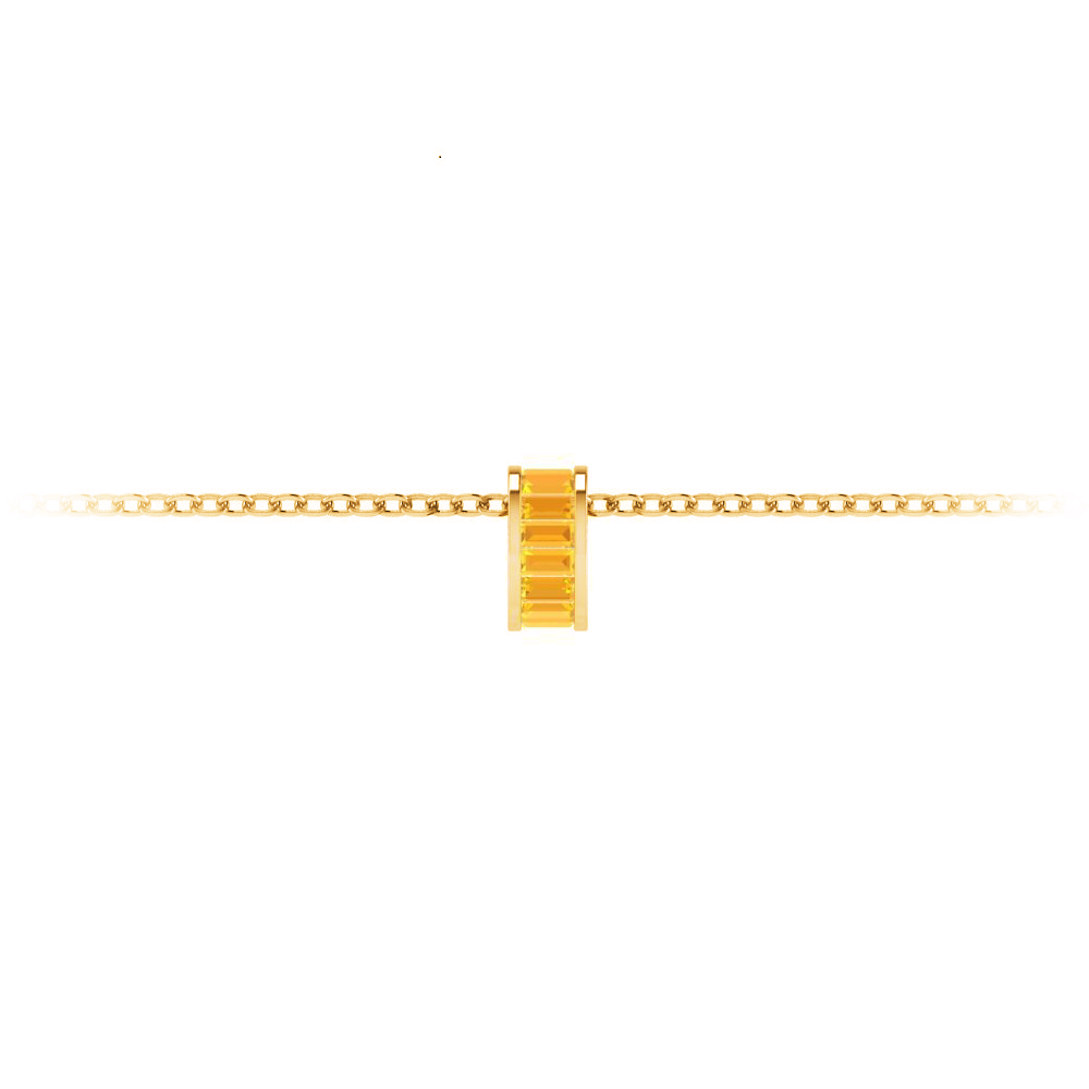 Channel Set Baguette Citrine Birthstone Bead Charm