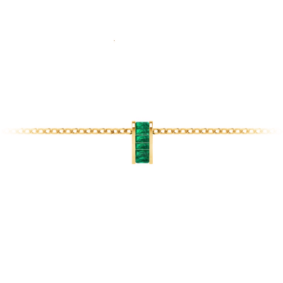 Channel Set Baguette Emerald Birthstone Bead Charm