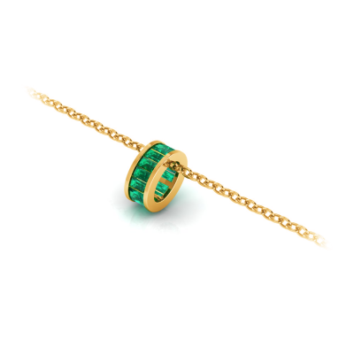 Channel Set Baguette Emerald Birthstone Bead Charm