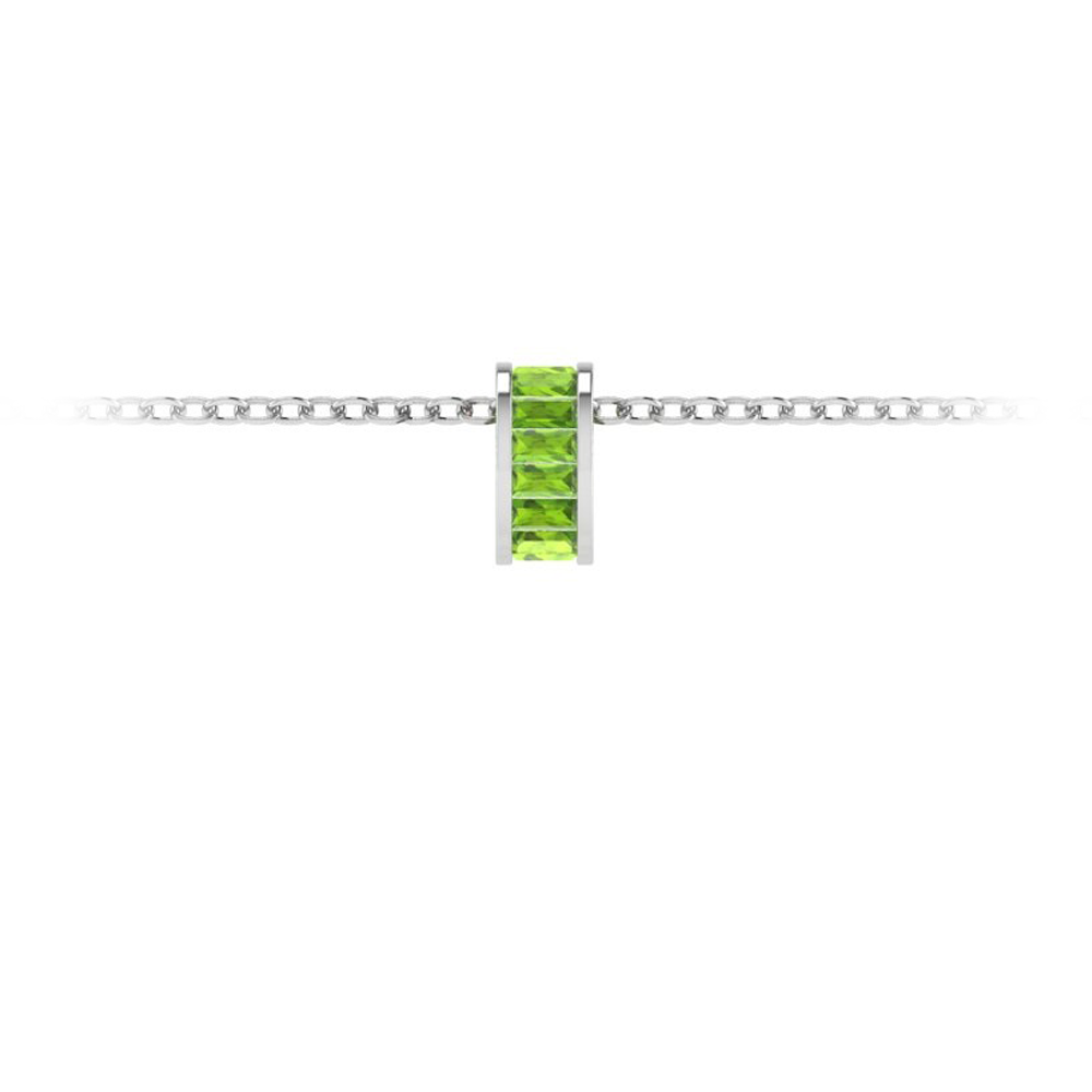 Channel Set Baguette Peridot Birthstone Bead Charm