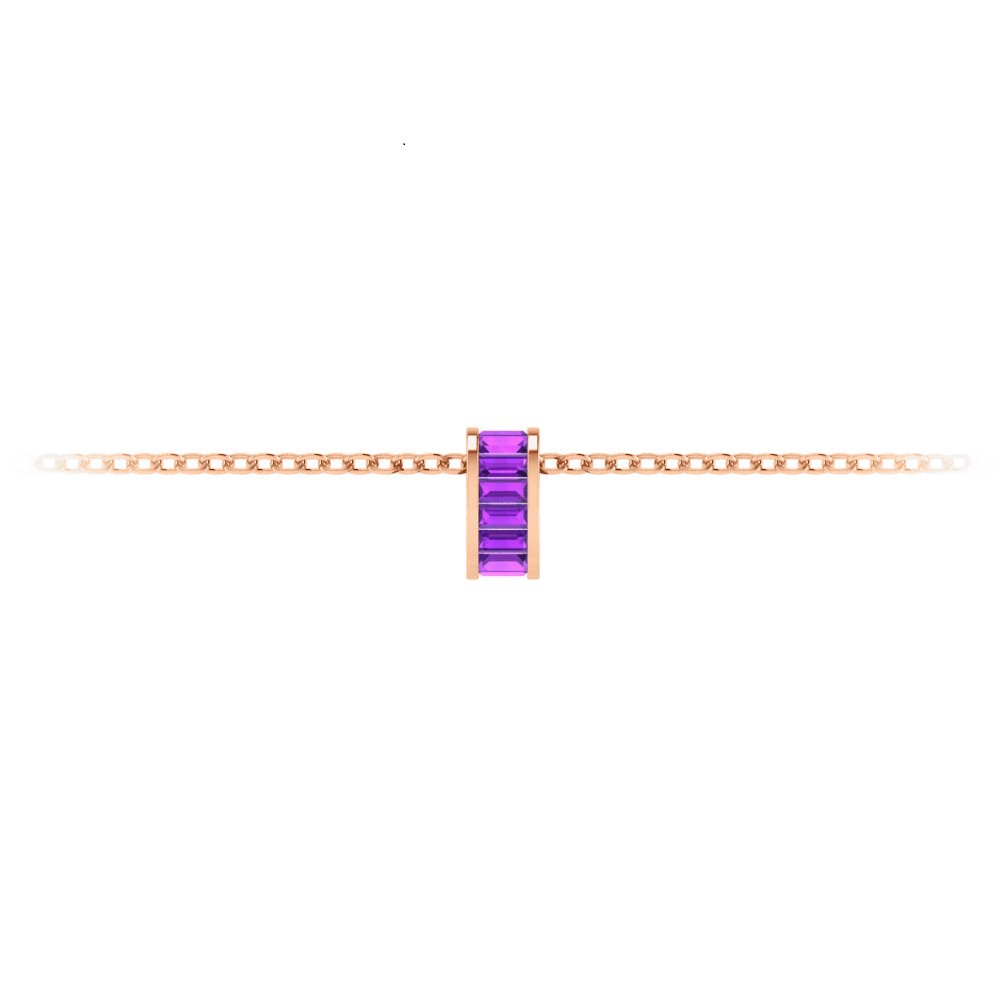 Channel Set Baguette Amethyst Birthstone Bead Charm