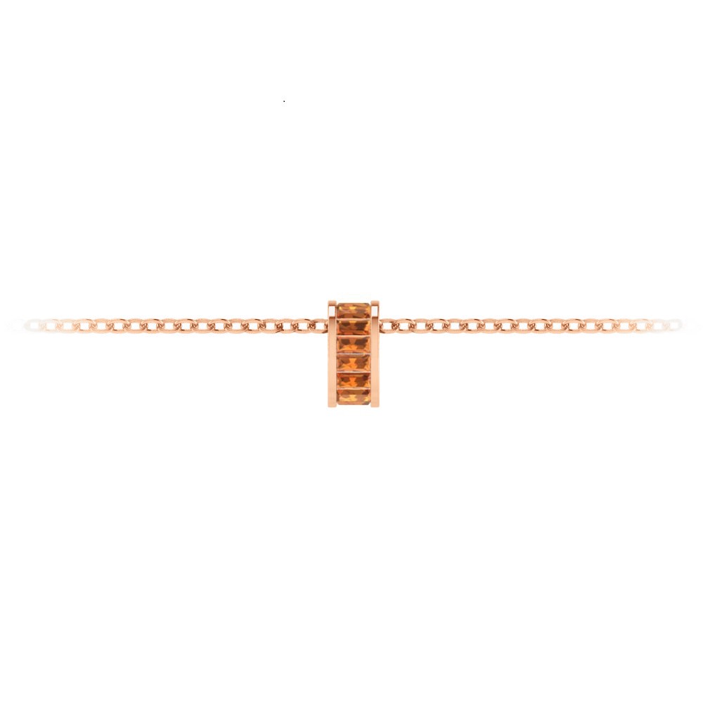 Channel Set Baguette Garnet Birthstone Bead Charm