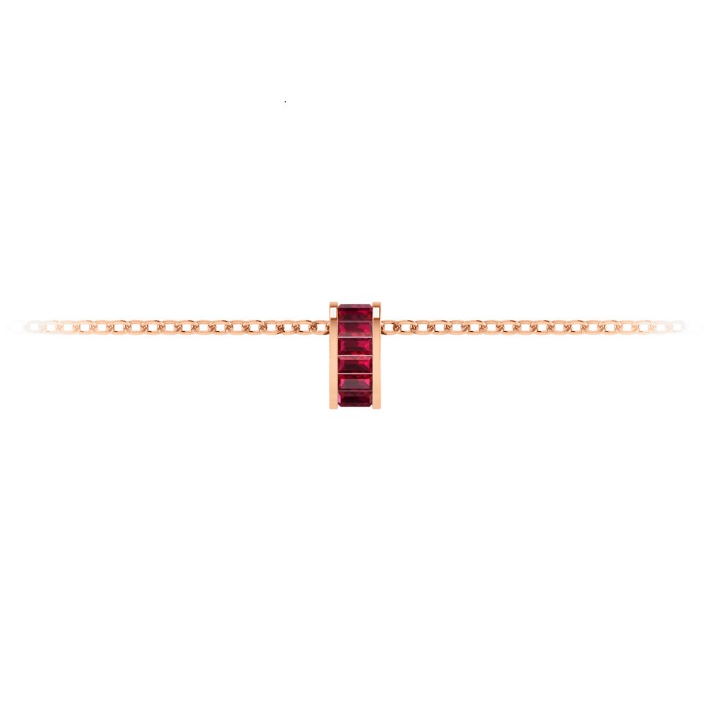 Channel Set Baguette Ruby Birthstone Bead Charm