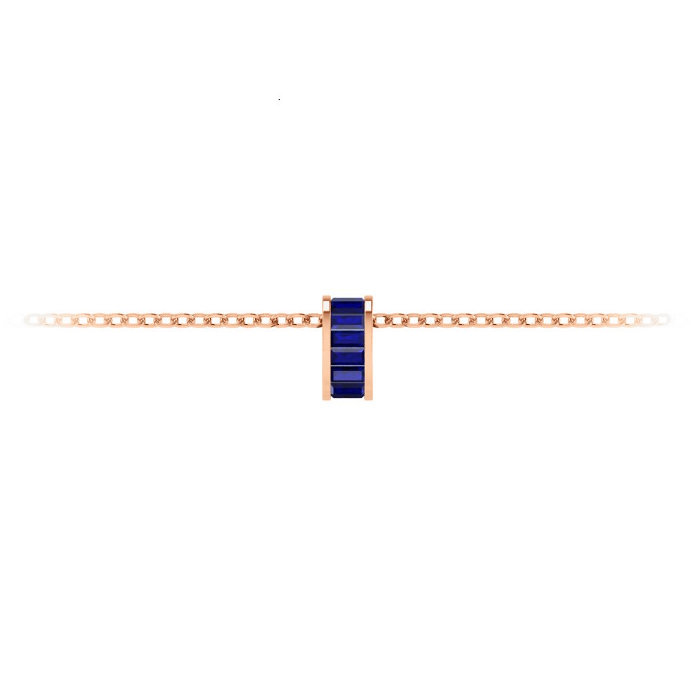 Channel Set Baguette Sapphire Birthstone Bead Charm