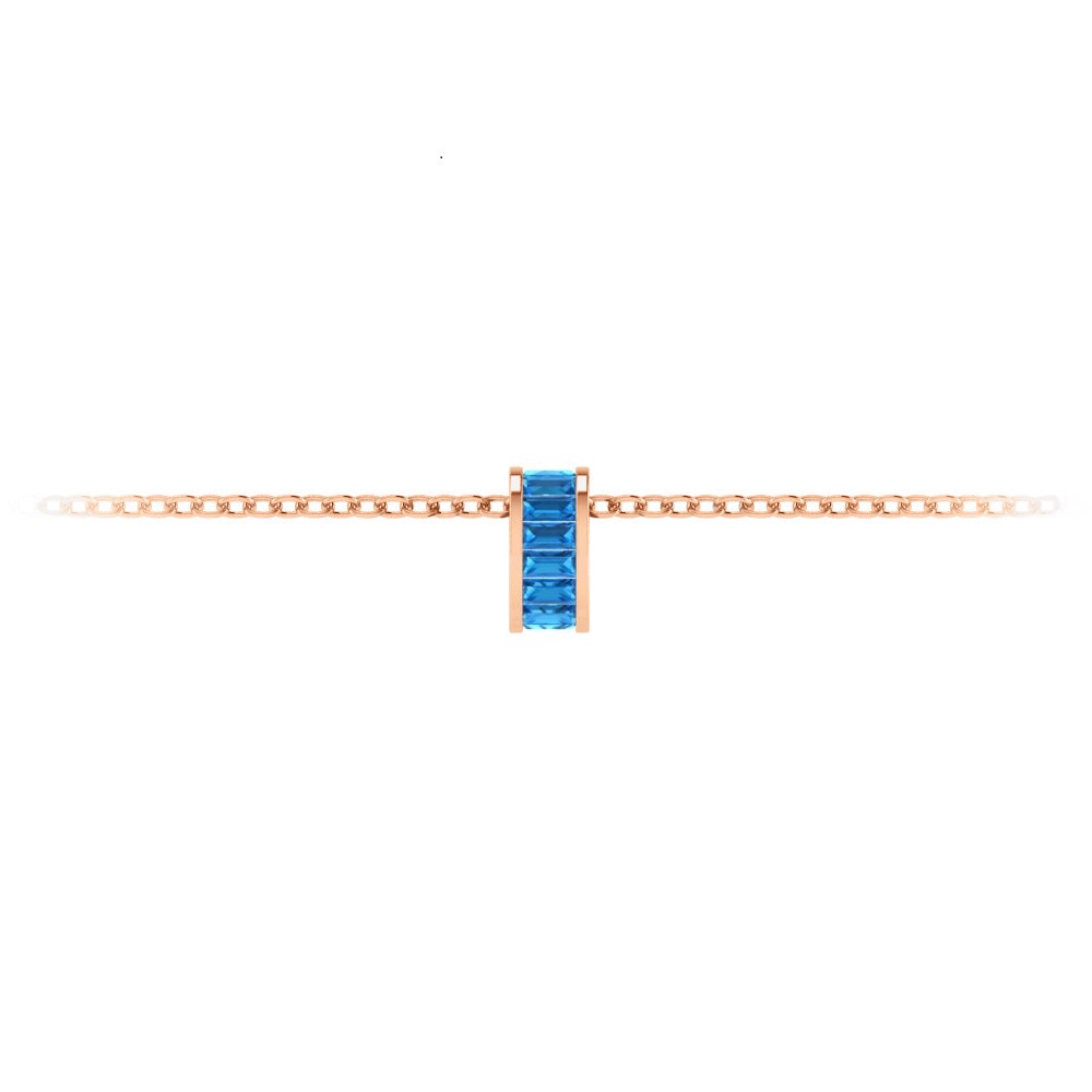Channel Set Baguette Topaz Birthstone Bead Charm