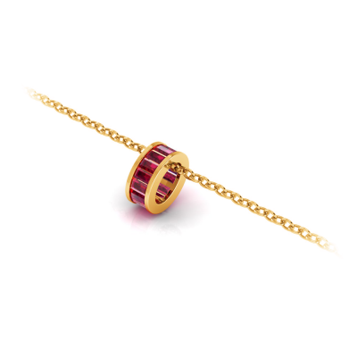 Channel Set Baguette Ruby Birthstone Bead Charm