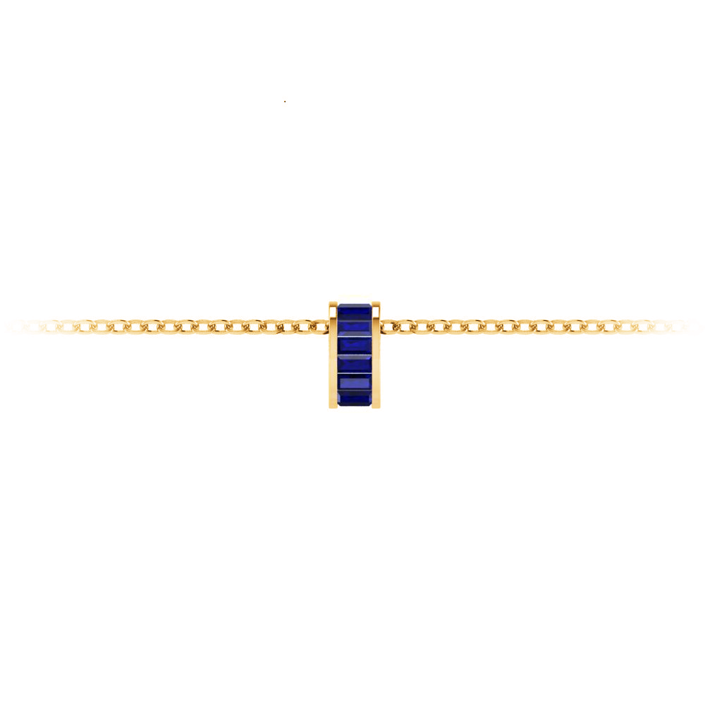 Channel Set Baguette Sapphire Birthstone Bead Charm
