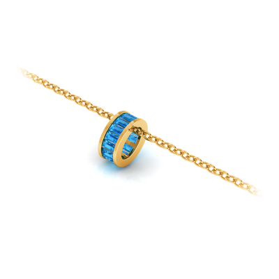 Channel Set Baguette Topaz Birthstone Bead Charm