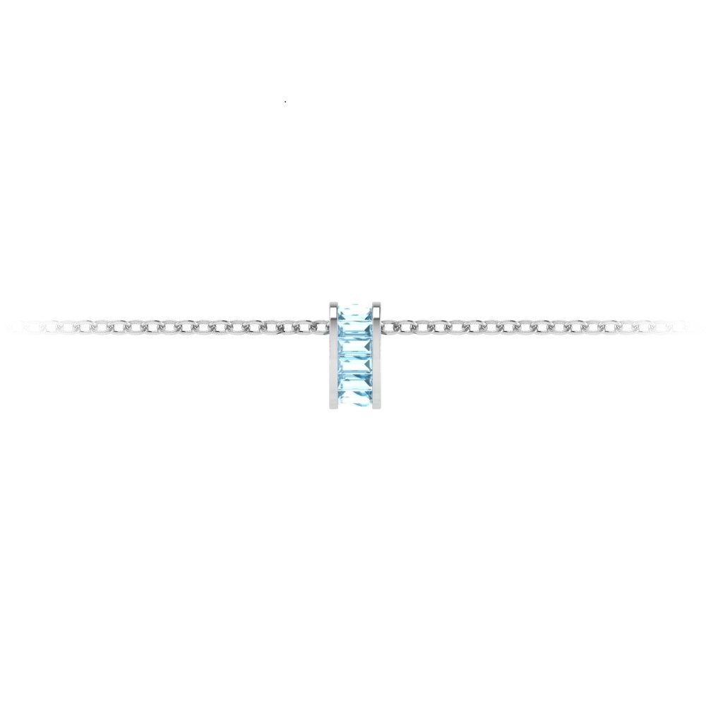 Channel Set Baguette Aquamarine Birthstone Bead Charm