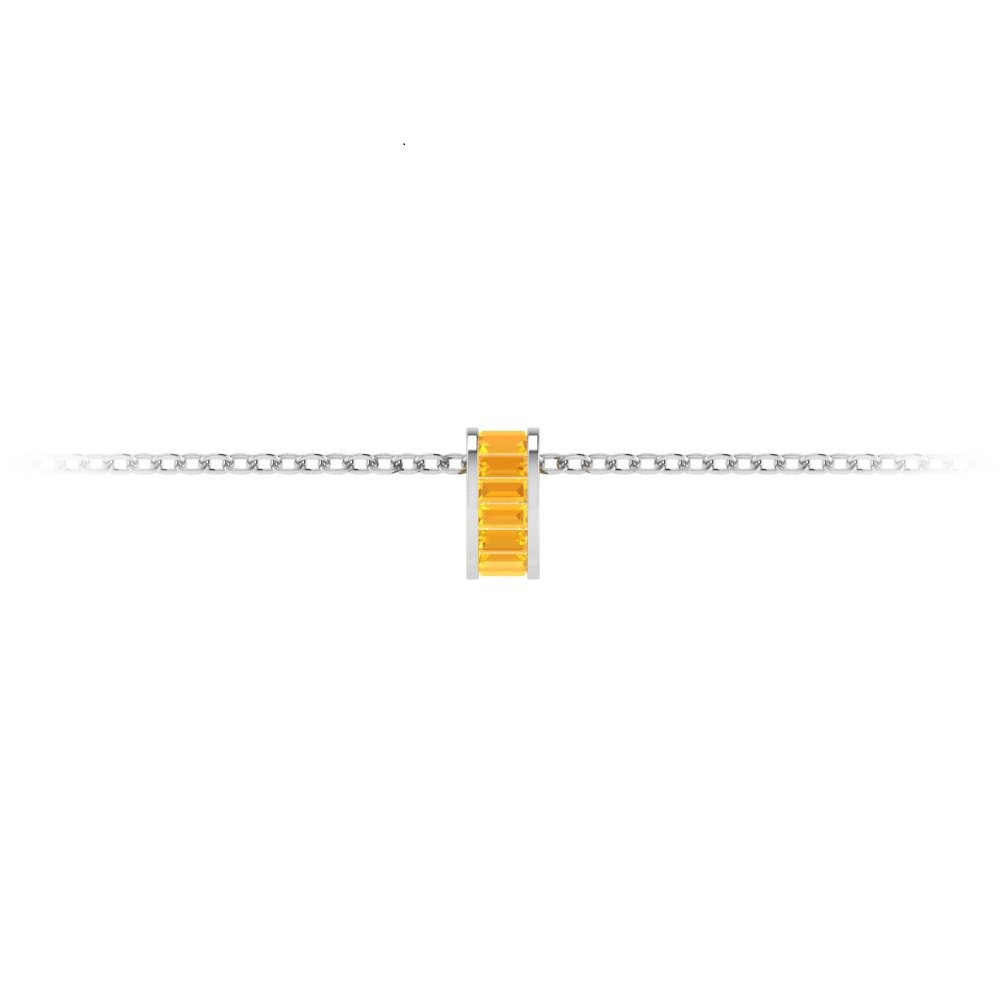 Channel Set Baguette Citrine Birthstone Bead Charm