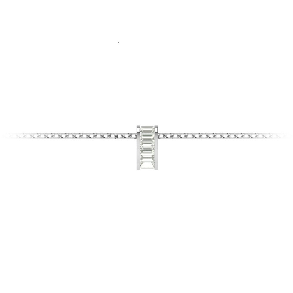 Channel Set Baguette Moissanite Birthstone Bead Charm