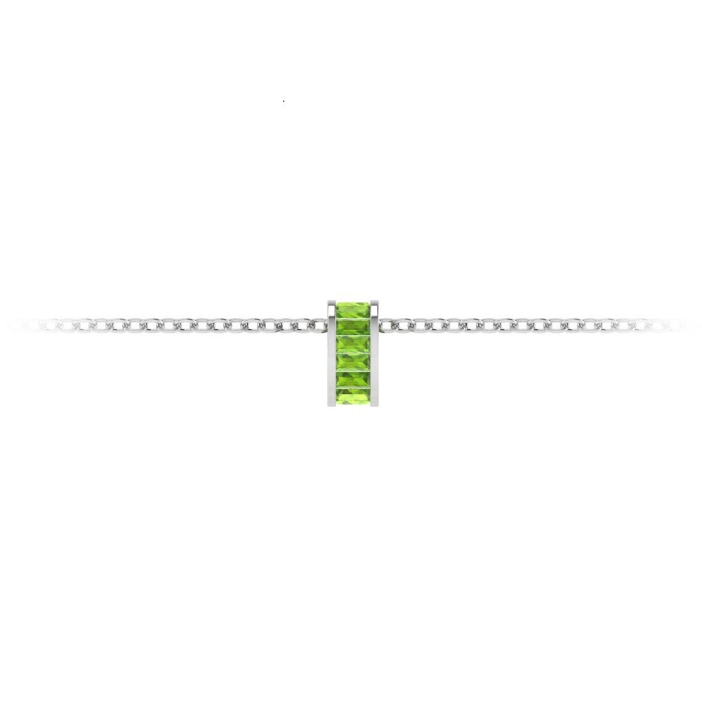 Channel Set Baguette Peridot Birthstone Bead Charm
