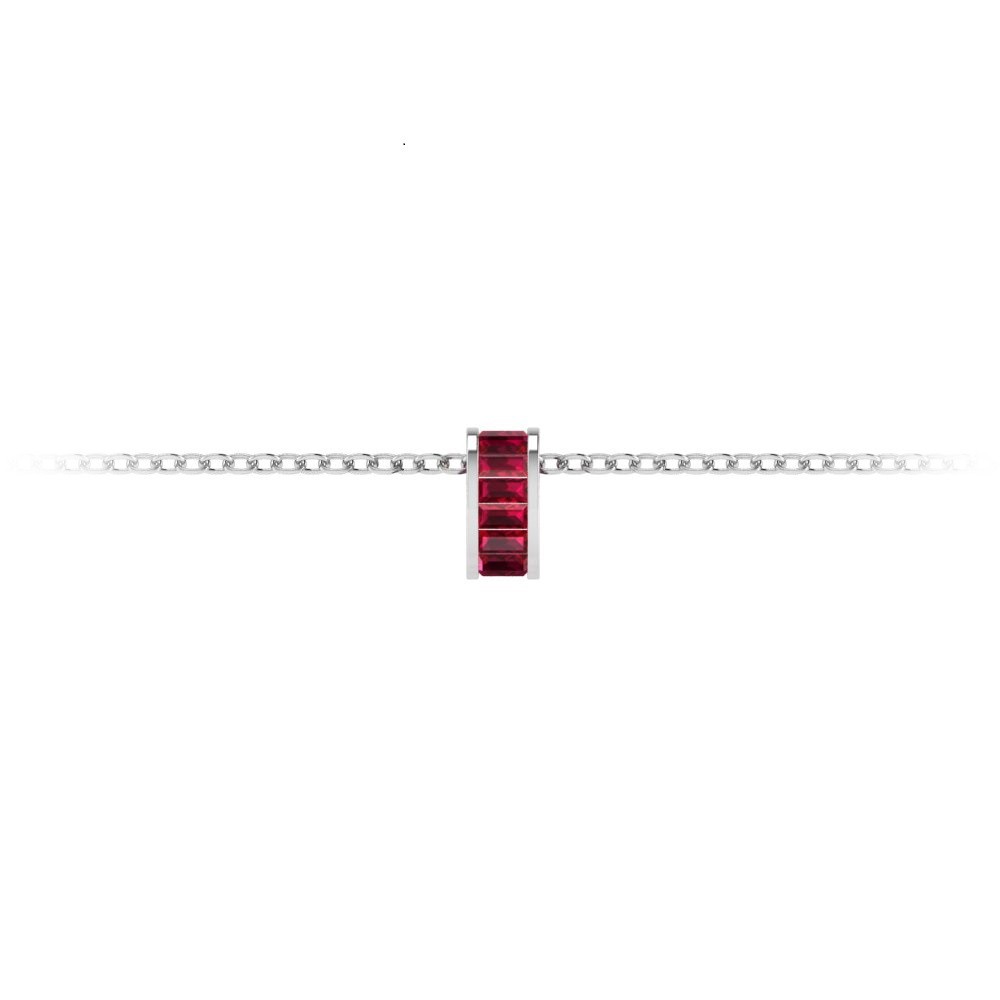 Channel Set Baguette Ruby Birthstone Bead Charm