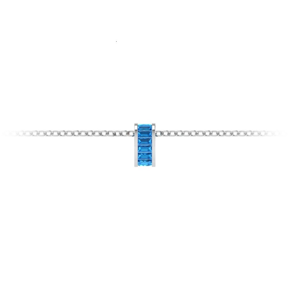 Channel Set Baguette Topaz Birthstone Bead Charm