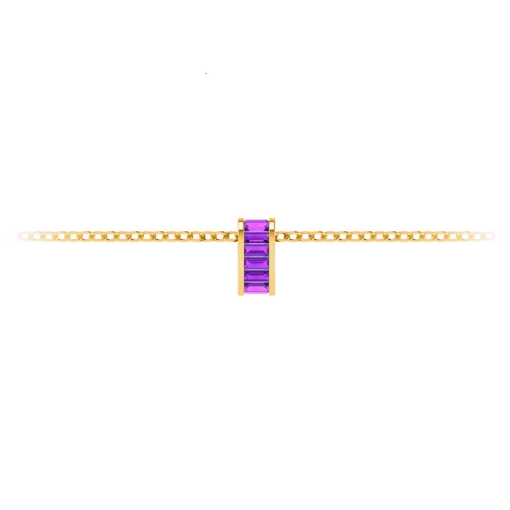 Channel Set Baguette Amethyst Birthstone Bead Charm