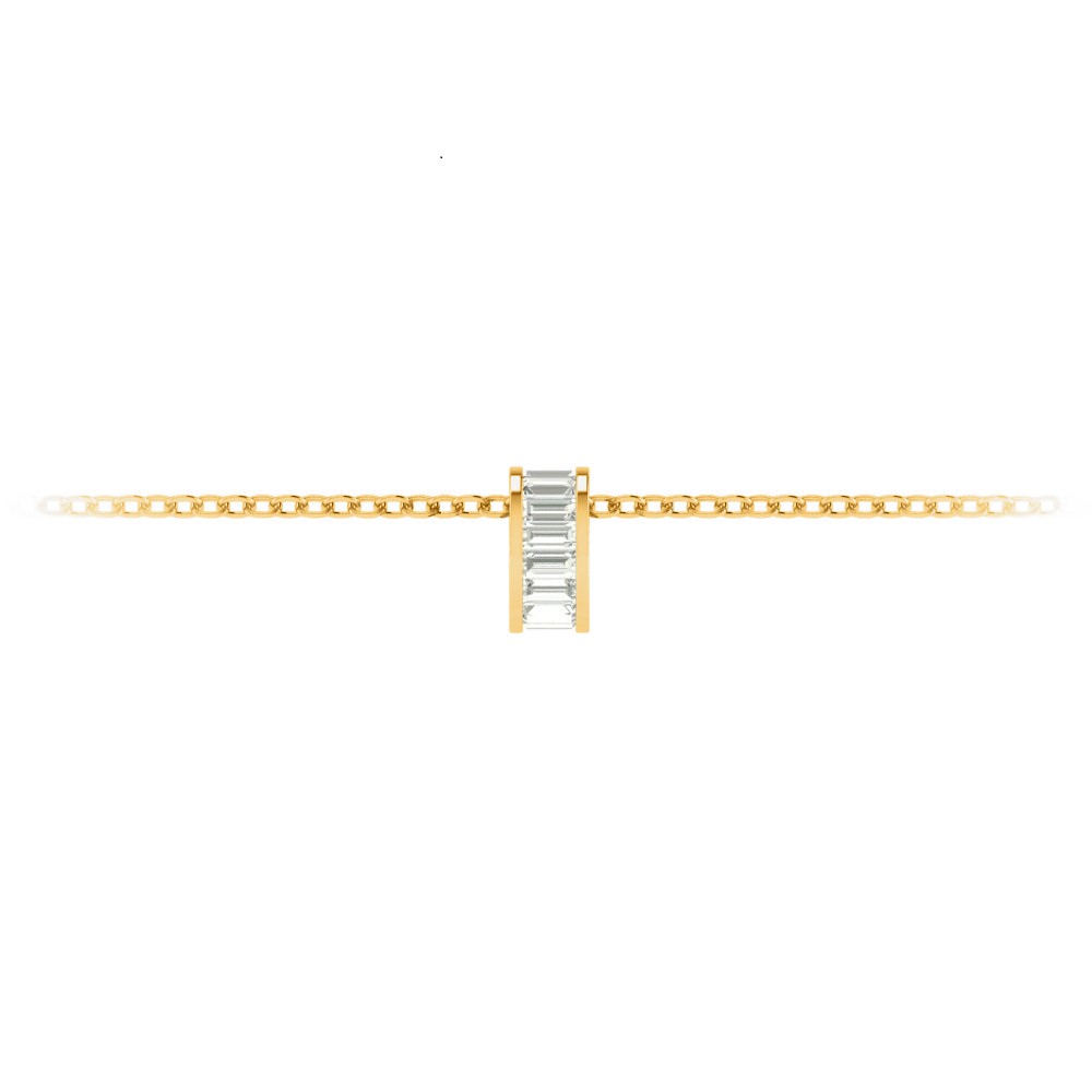 Channel Set Baguette Lab Diamond Birthstone Bead Charm