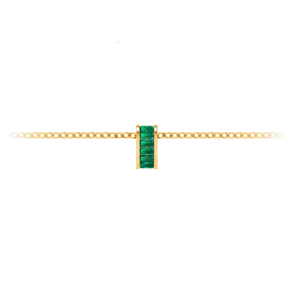 Channel Set Baguette Emerald Birthstone Bead Charm