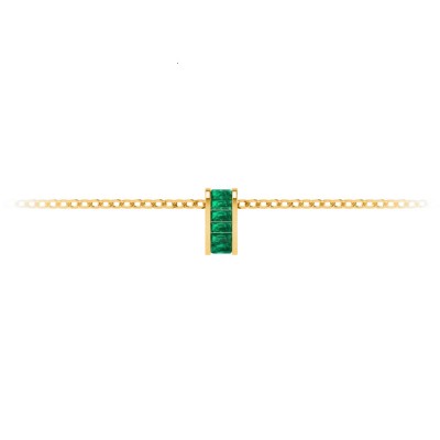 Channel Set Baguette Emerald Birthstone Bead Charm