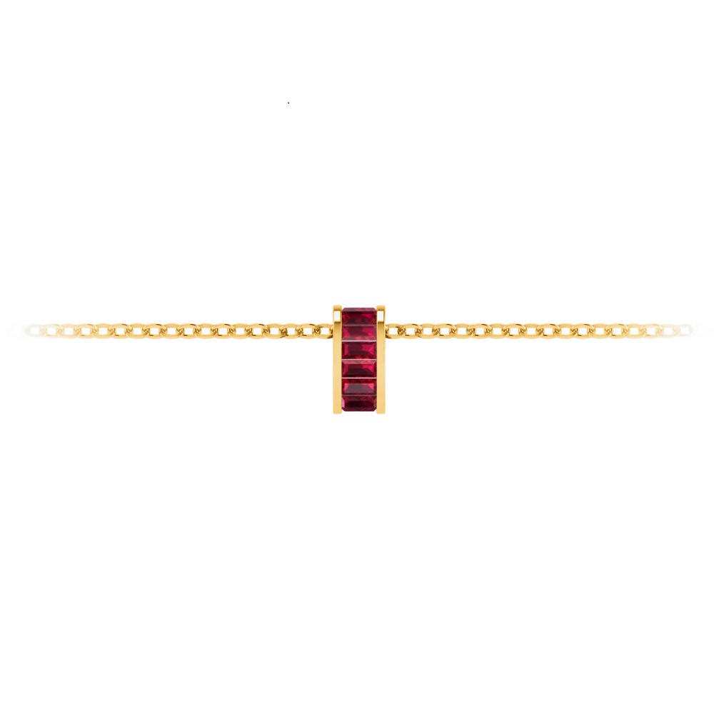 Channel Set Baguette Ruby Birthstone Bead Charm
