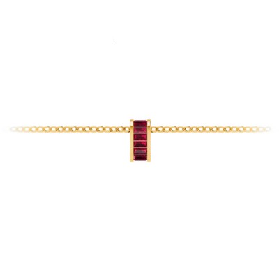 Channel Set Baguette Ruby Birthstone Bead Charm