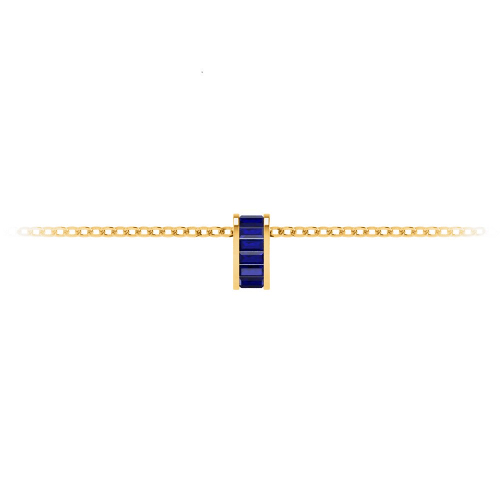 Channel Set Baguette Sapphire Birthstone Bead Charm