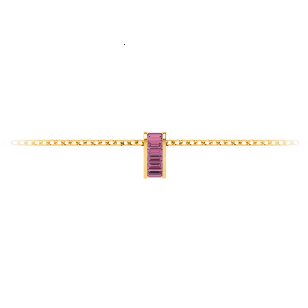 Channel Set Baguette Tourmaline Birthstone Bead Charm