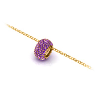 Pavé Amethyst Birthstone Bead Charm
