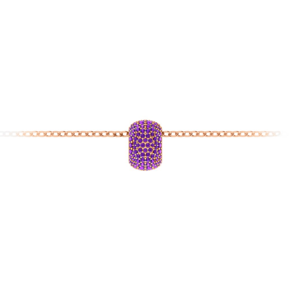Pavé Amethyst Birthstone Bead Charm