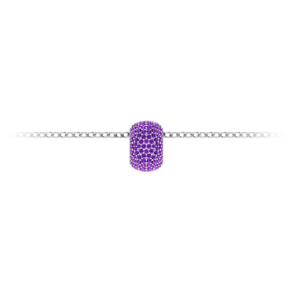 Pavé Amethyst Birthstone Bead Charm