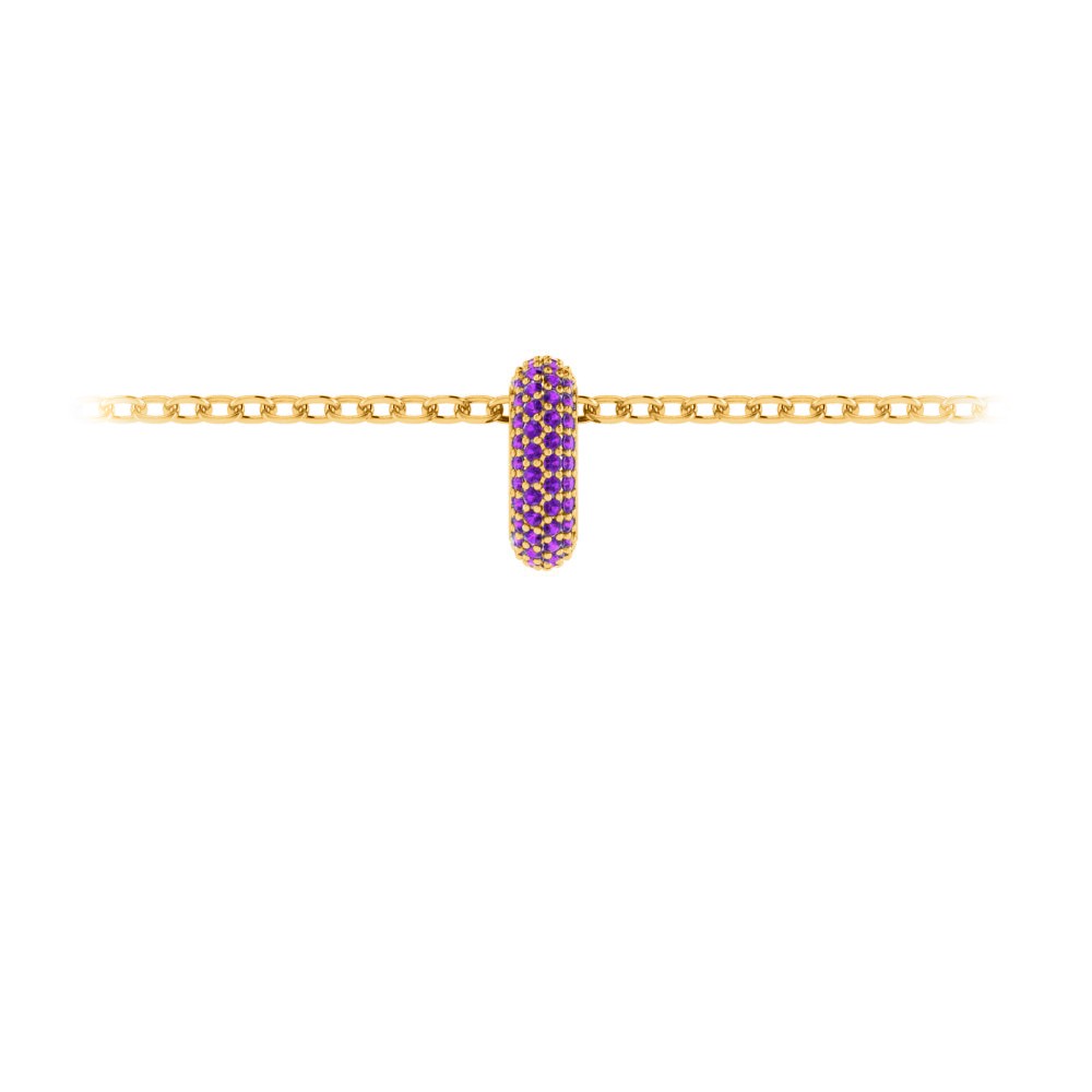 Mini Pavé Amethyst Birthstone Bead Charm