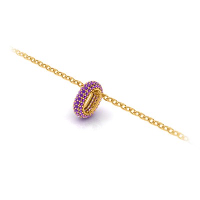 Mini Pavé Amethyst Birthstone Bead Charm