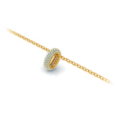 Mini Pavé Aquamarine Birthstone Bead Charm