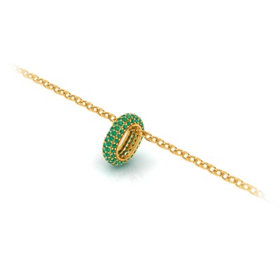 Mini Pavé Emerald Birthstone Bead Charm