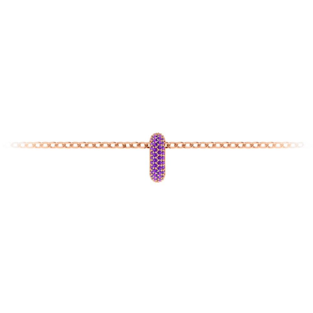Mini Pavé Amethyst Birthstone Bead Charm