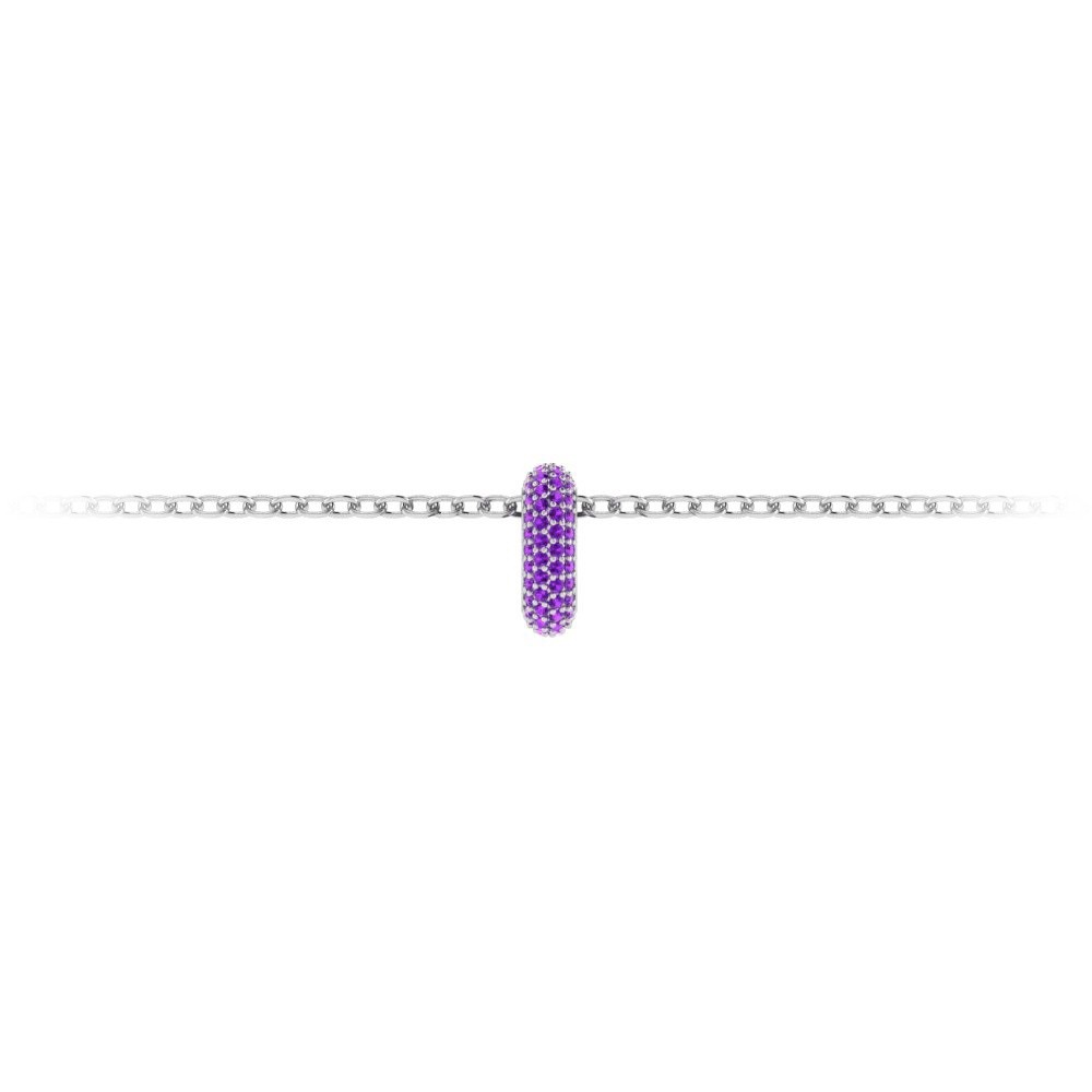 Mini Pavé Amethyst Birthstone Bead Charm