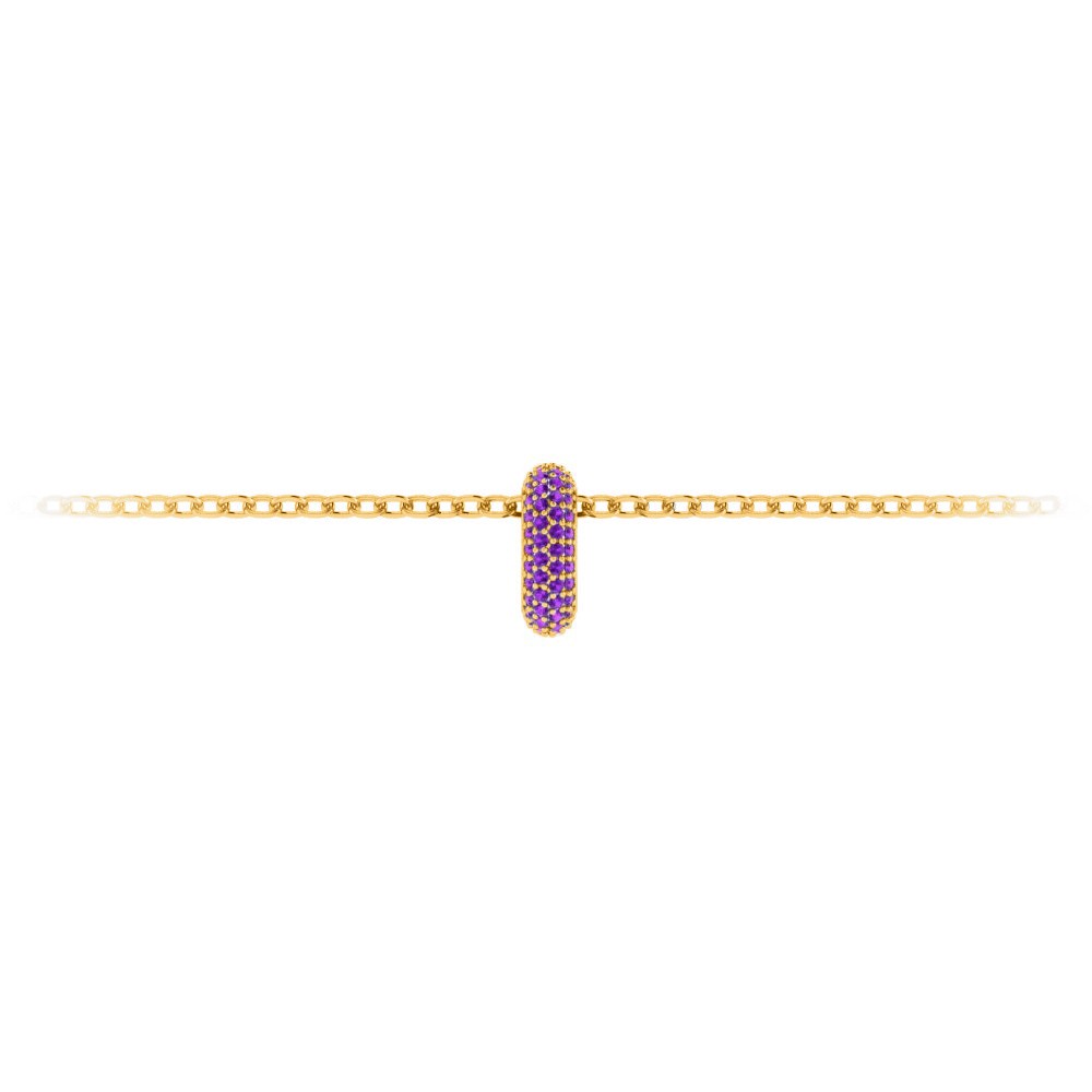 Mini Pavè Amethyst Birthstone Bead Charm